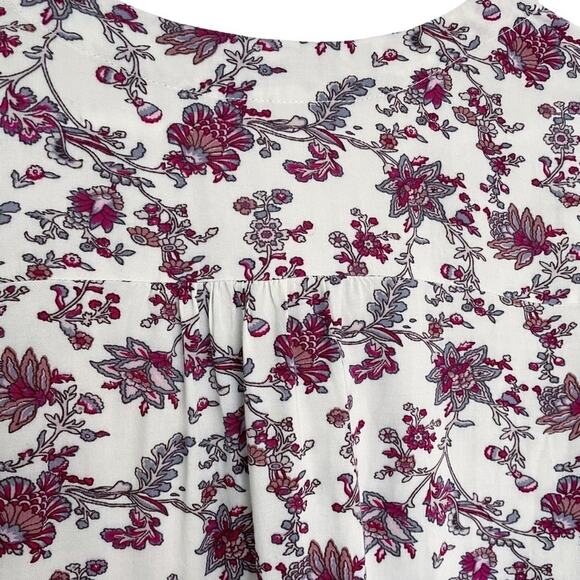 BLU PEPPER Boho Floral Lace-Up Oversize Peasant Blouse Size S Ombré - Picture 4 of 7